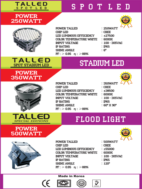 Lampu Sorot LED 250 350 dan 500 Watt Talled